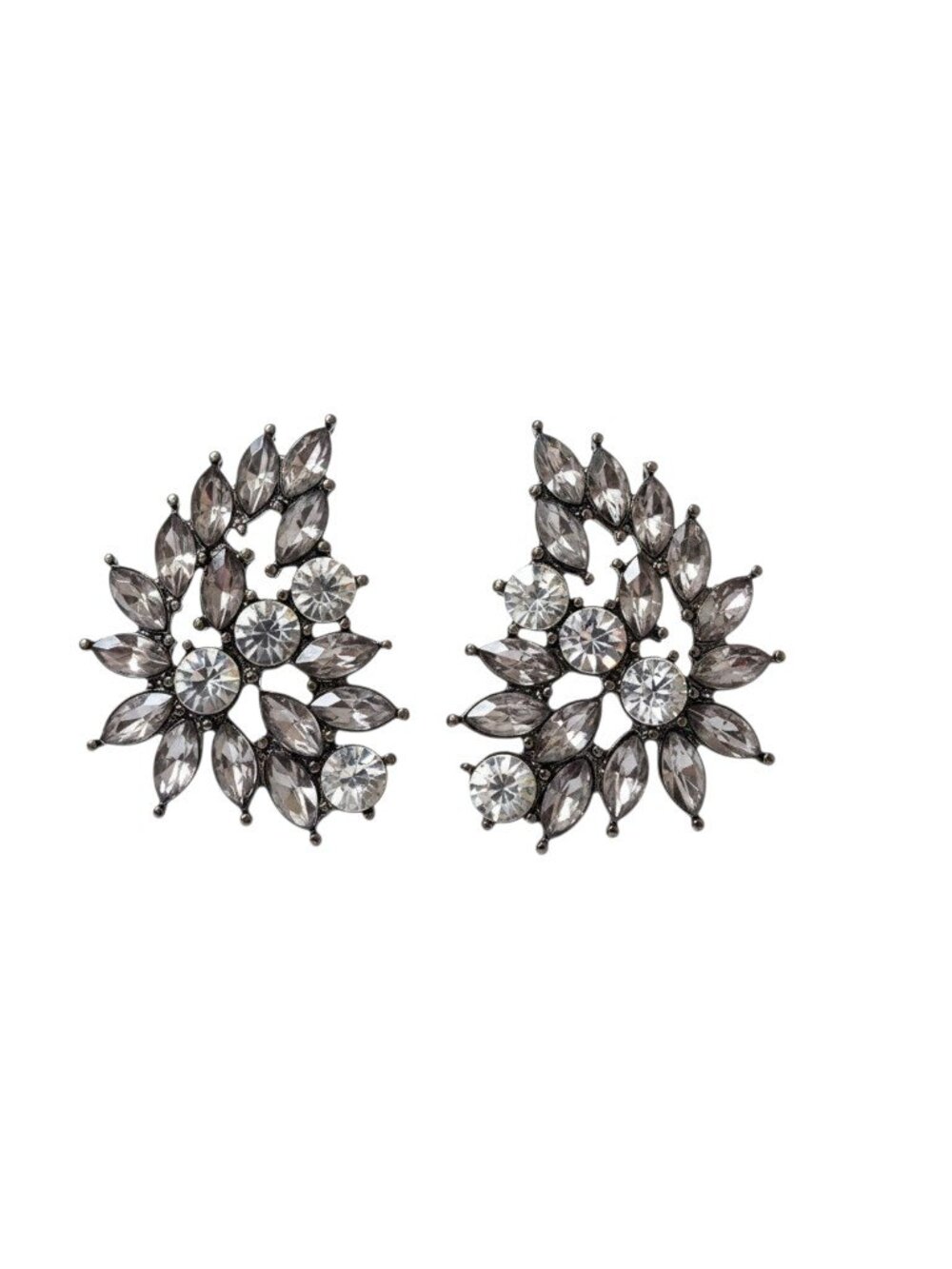 14TH & Union Women's Gunmetal Plated Rhinestone Pierced Stud Earrings NWT